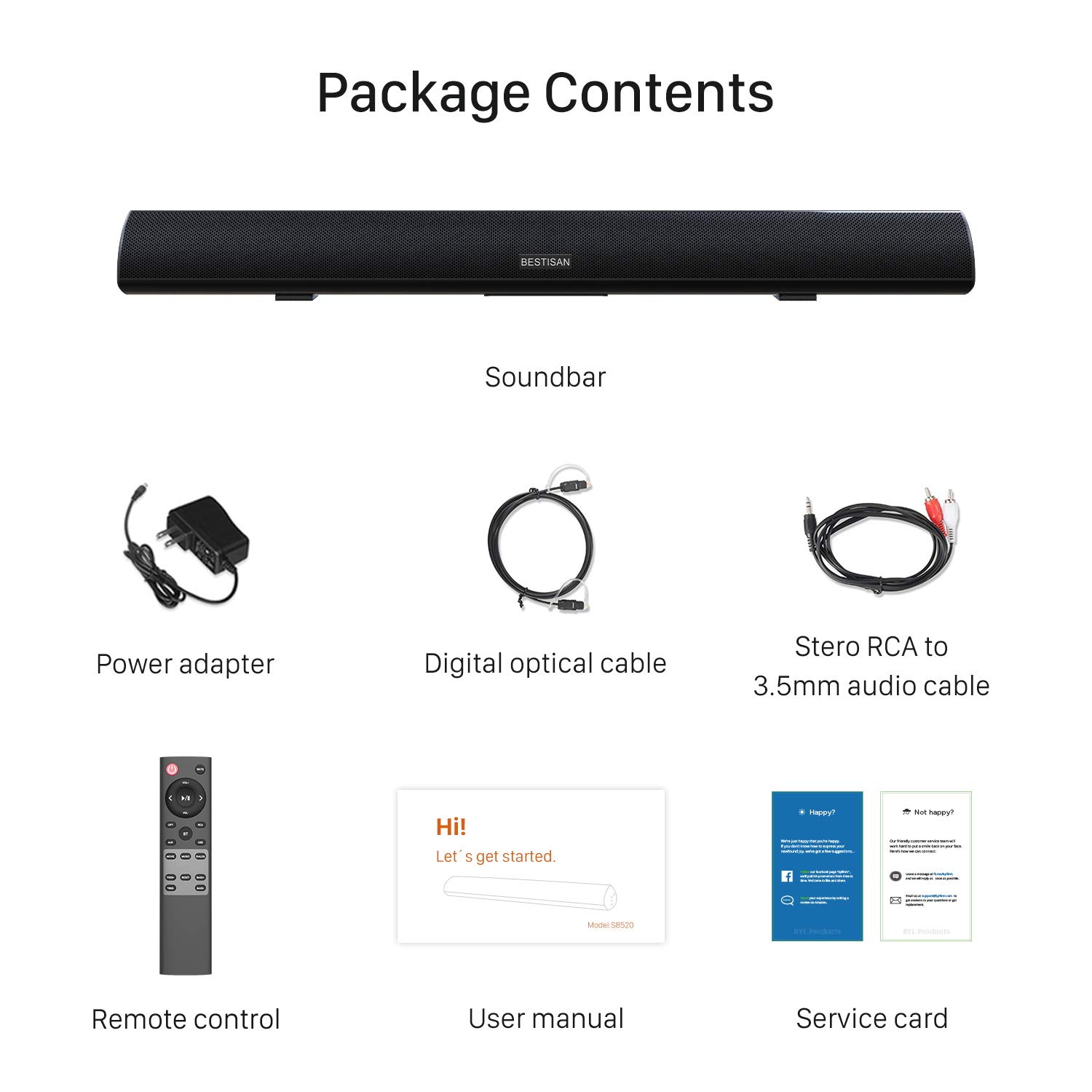 thinkstar Sound Bar, 100Watt Bestisan Soundbar For Tv, Wired & Wireless Bluetooth 5.0 Sound Bar(40 Inch, 6 Drivers, 105Db, Optical Cabl…