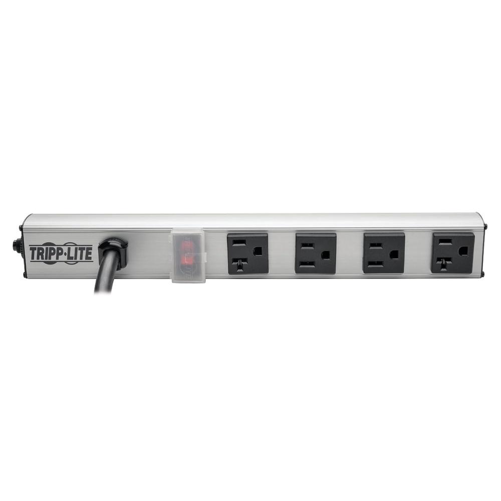 Tripp Lite 4 Outlet Bench & Cabinet Power Strip, 12 in. Length, 15ft Cord with 5-20P Plug (PS120420)