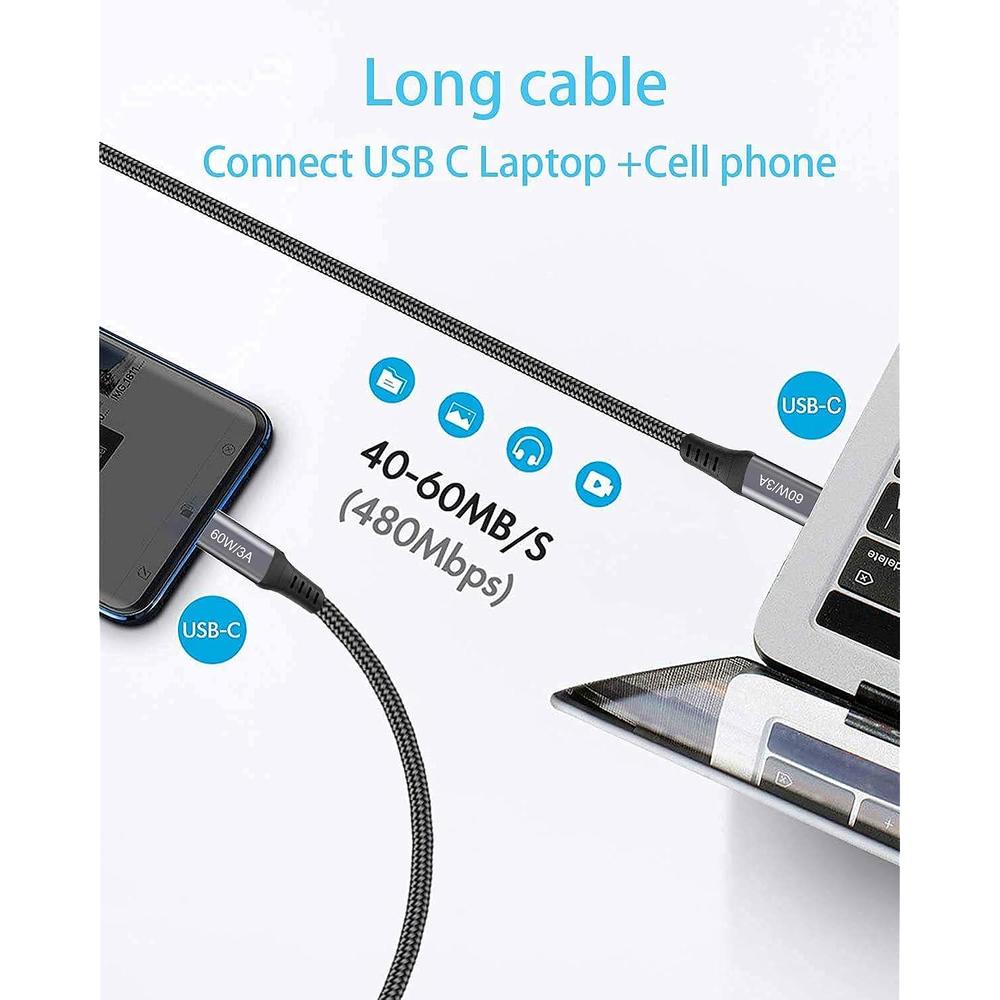 thinkstar 20Ft Usb-C To Usb-C Cable 60W, Extra Long Usb Type-C To Type-C Cable 2.0, Usb C Charger Cable For Macbook Pro 2020,Ipad Air 5…