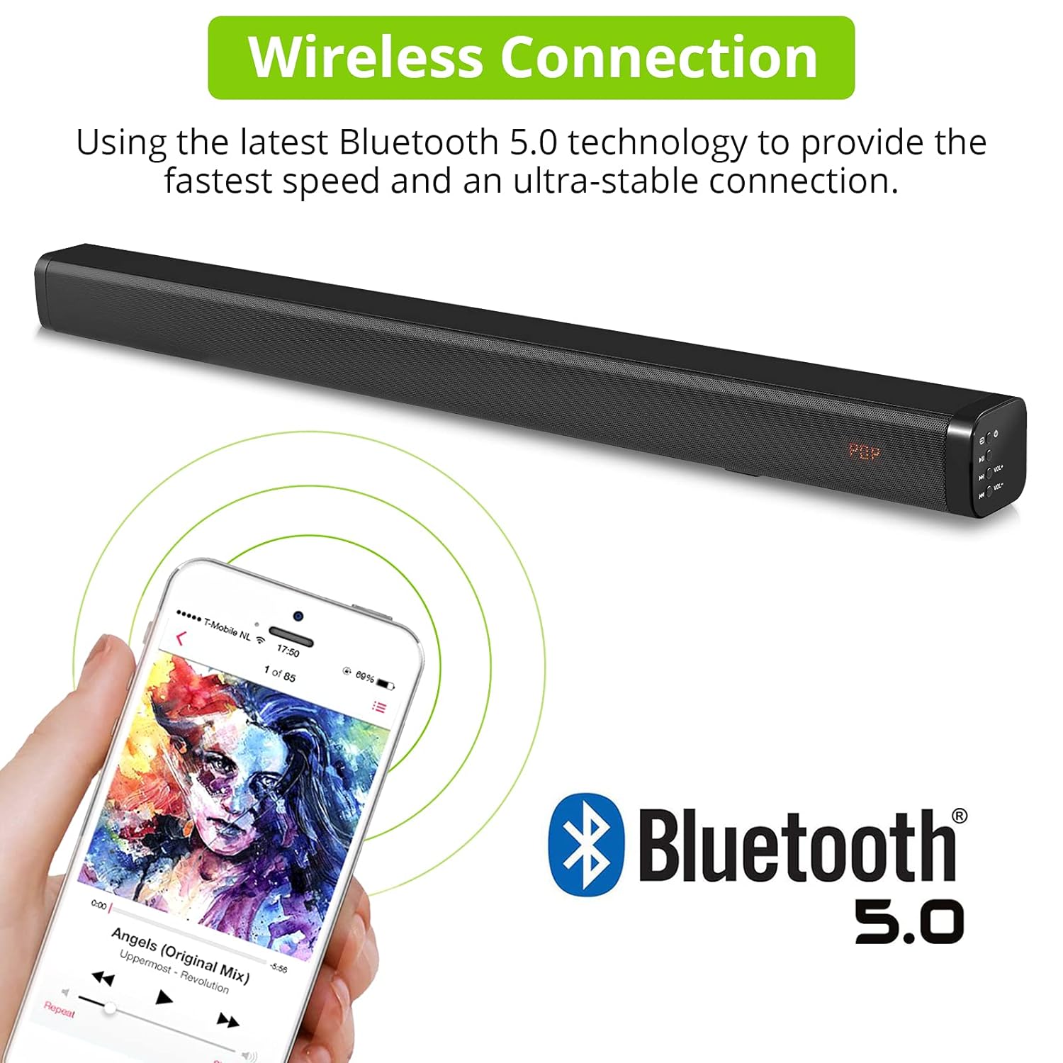 thinkstar Sound Bars For Tv, Soundbar For Tv 32 Inch Wired & Wireless Bluetooth 5.0 Stereo Soundbar, Optical/Hdmi Arc/Aux/Usb, Wall Mou…