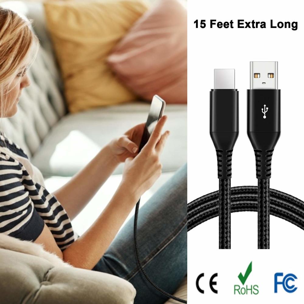 thinkstar Usb C Cable 15Ft, Extra Long Usb Type C Fast Charging Cable Durable Nylon Braided Usb A To Usb C Cable Compatible With Samsun…