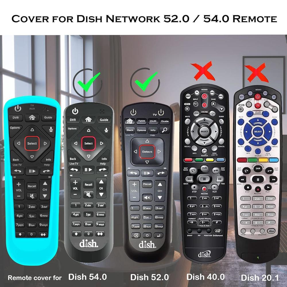 thinkstar 4 Pack Cover For Dish Network Remote, Case For Dish Tv Remote Control 52.0/54.0 Replacement, Silicone Skin Sleeve Glow In The…
