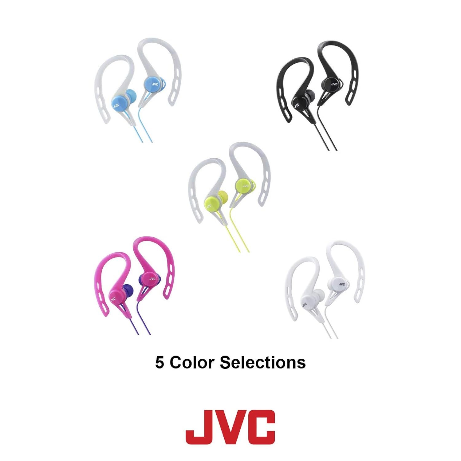 JVC Kenwood JVC HAECX20W Sports Clip Inner Ear Headphones, White