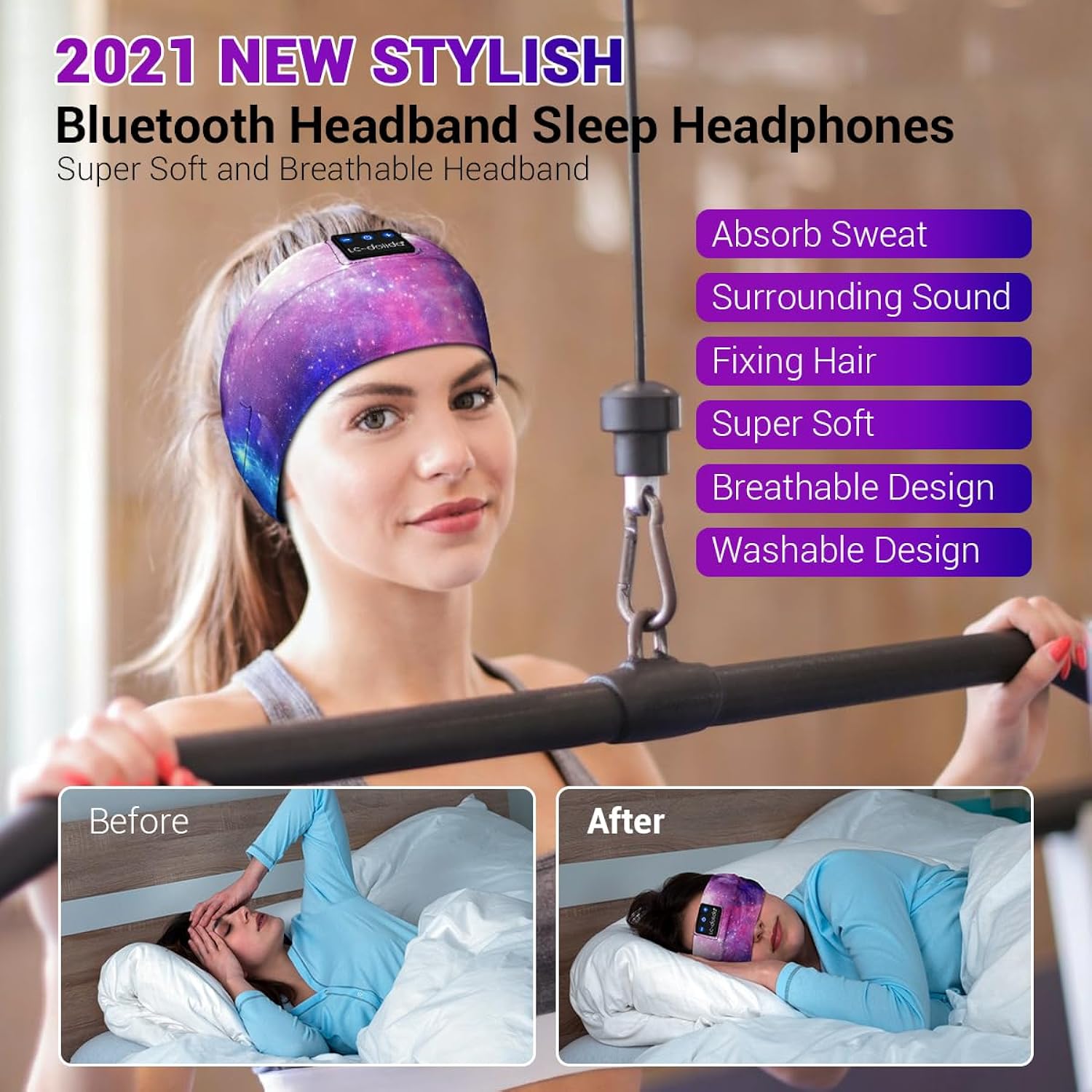 thinkstar Sleep Headphones Bluetooth Headband Sleeping Wireless Headband Headphones With Thin Hd Stereo Speakers Perfect For Side Sleep…