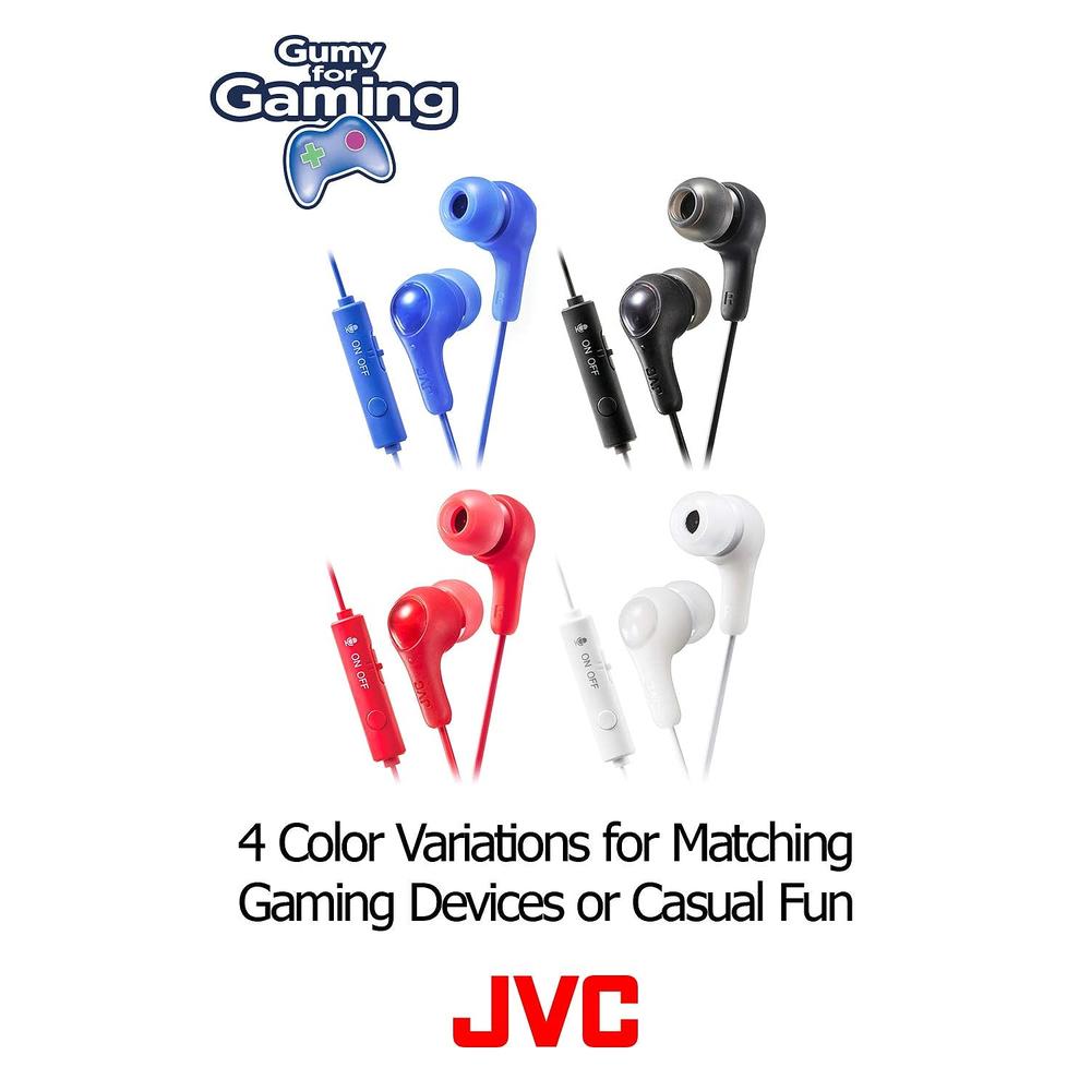 JVC Kenwood JVC Gumy Gamer, in Ear Earbud Headphones with Mic, Remote, and Mute Switch for Gaming and Chatting, Powerful Sound, Comfortab…