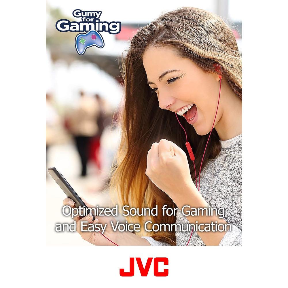 JVC Kenwood JVC Gumy Gamer, in Ear Earbud Headphones with Mic, Remote, and Mute Switch for Gaming and Chatting, Powerful Sound, Comfortab…