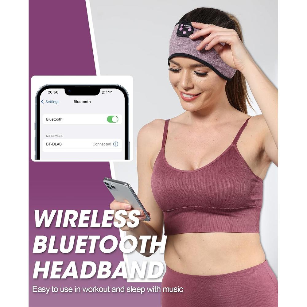 thinkstar Bluetooth Headband Headphones, Sleep Headphones Bluetooth For Side Sleepers - Sleeping Headphones Comfortable Headband With T…