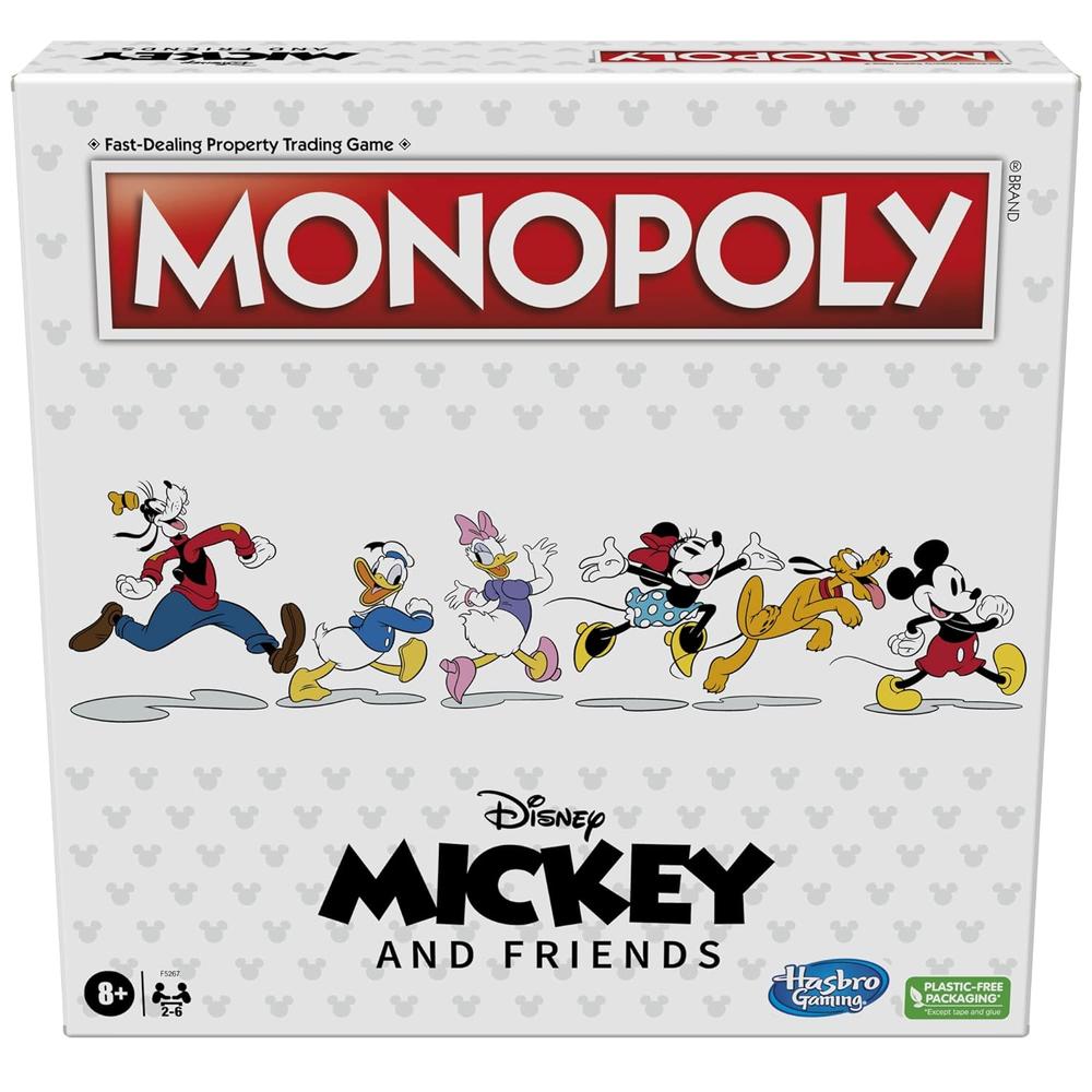 Hasbro Monopoly: Disney Mickey and Friends Edition Board Game, Ages 8+, for Disney Fans, Monopoly Tokens, Exclusive Disney Pins