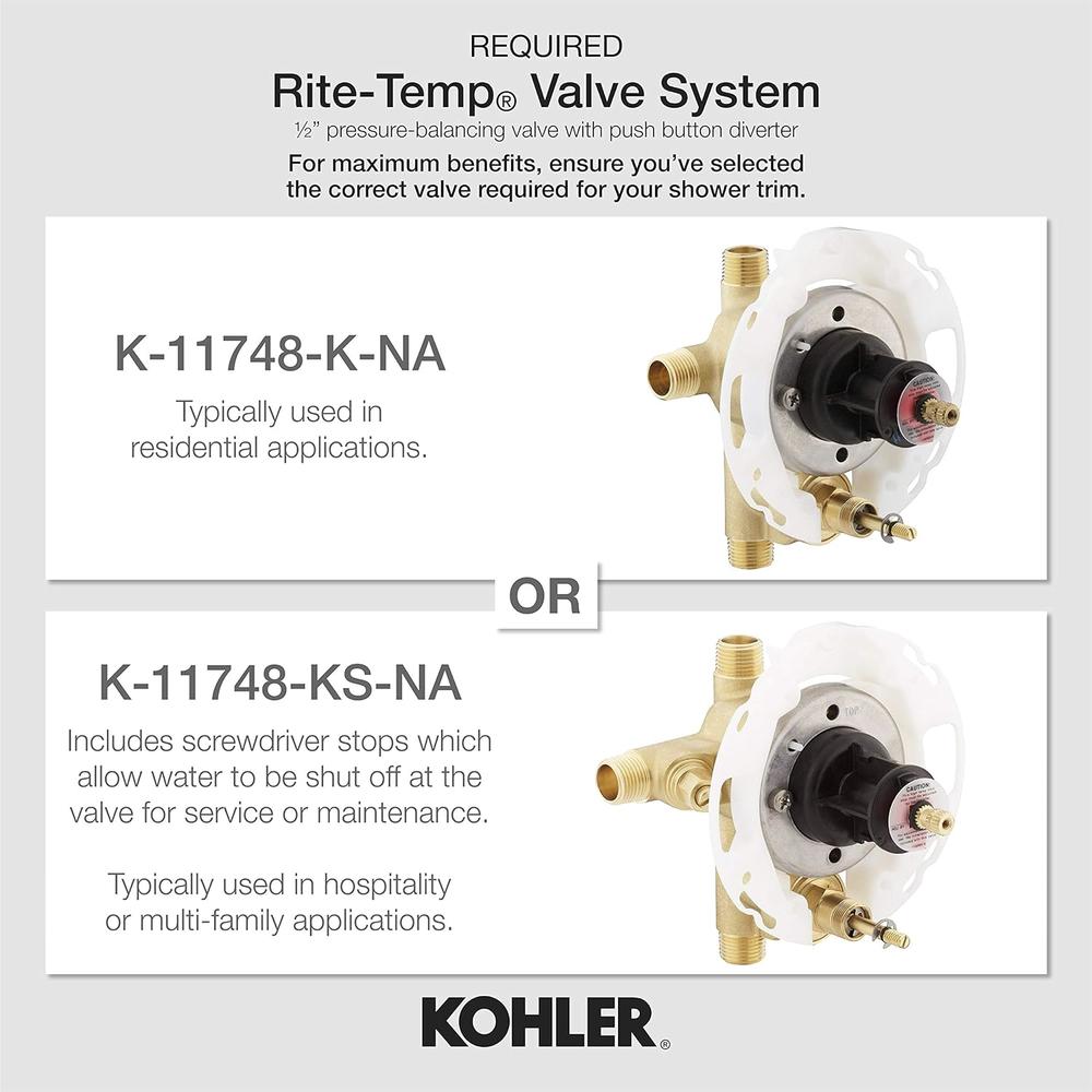 Kohler K-T45112-4-CP 1-Handle Lever Pressure Balance Valve Faucet Trim Chrome