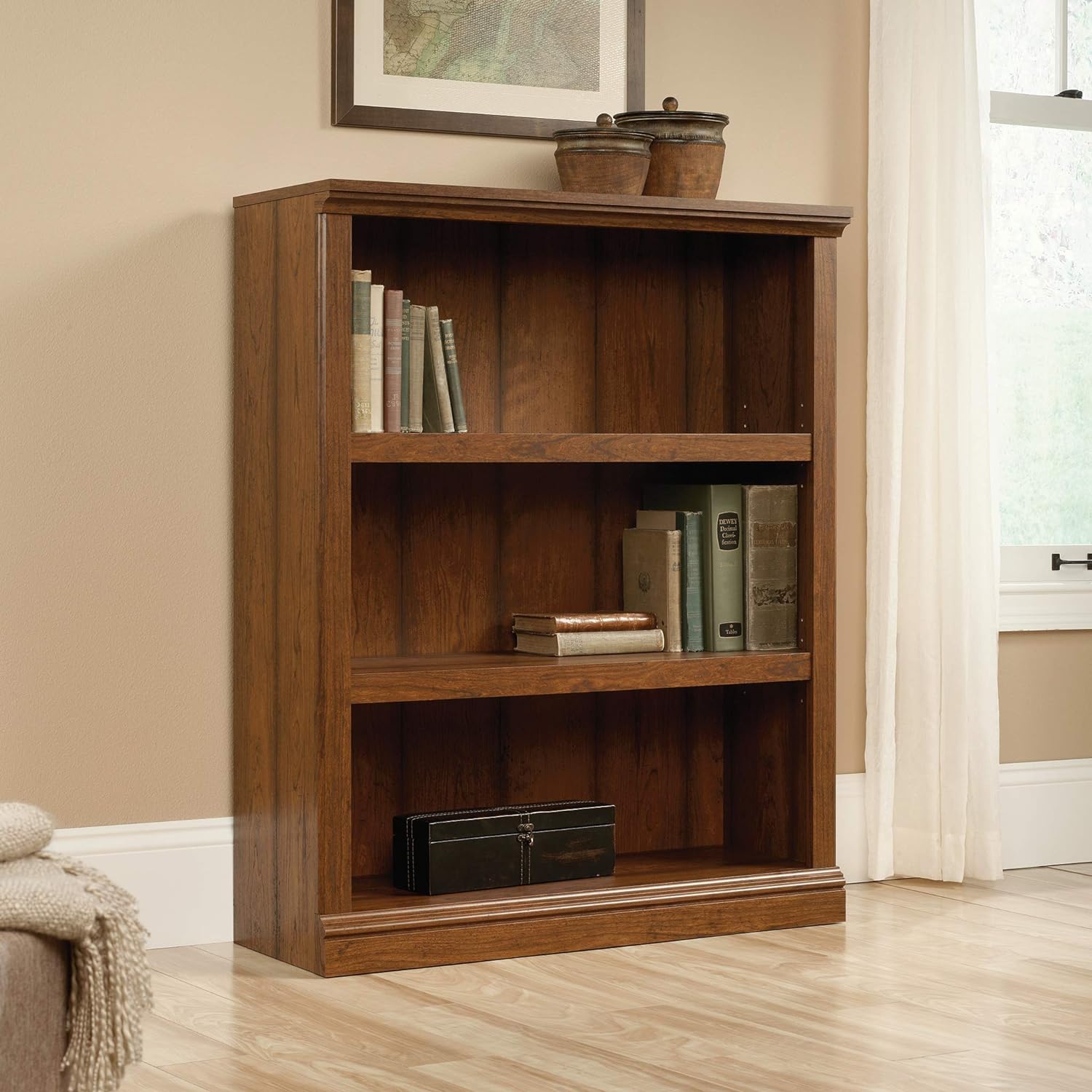 Sauder Select Collection 3-Shelf Bookcase, Washington Cherry finish