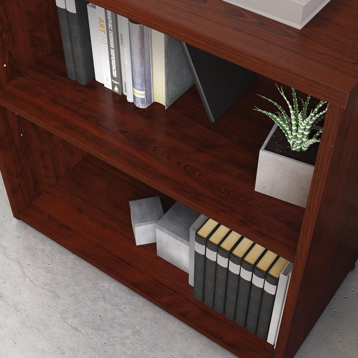 Sauder OfficeWorks by Sauder Affirm 2 Shelf Bookcase, Classic Cherry Finish
