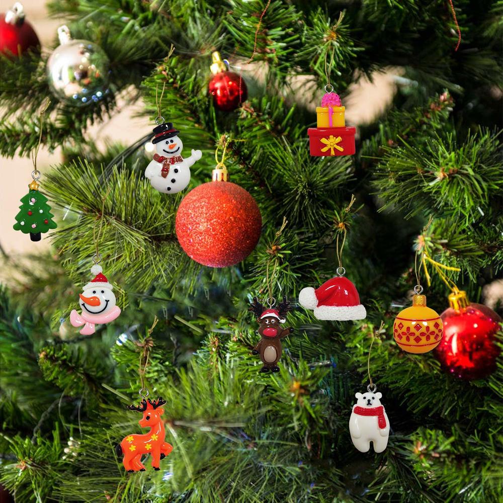 thinkstar 30Pcs Mini Christmas Ornaments For Mini Tree Decorations Small Christmas Ornaments Resin Miniatures For Craft Christmas Decor