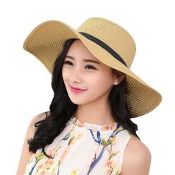 thinkstar Beach Hat Straw Hat Floppy Sun Hats Wide Brim Hats For Women Floppy Beach Hats For Women Khaki