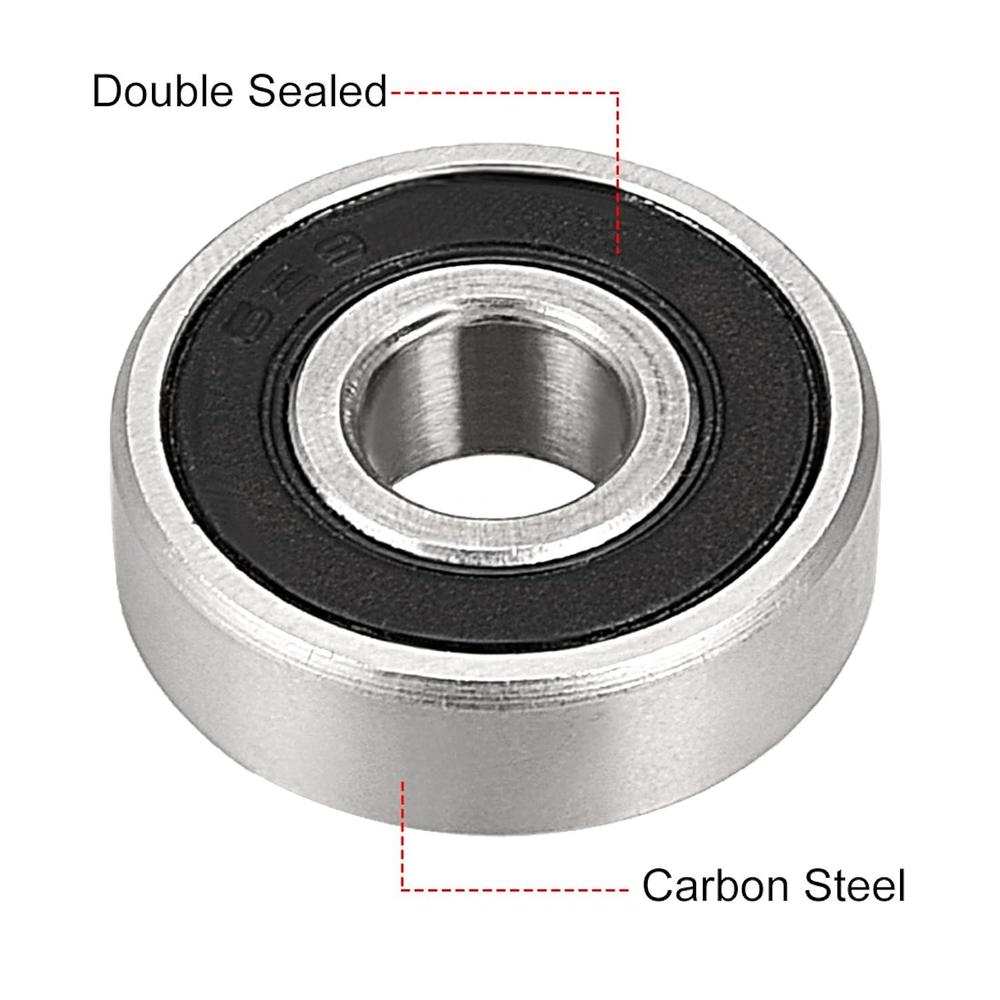uxcell 629-2RS Ball Bearing 9mm x 26mm x 8mm Double Sealed 180029 Deep Groove Bearings, Carbon Steel (Pack of 4)