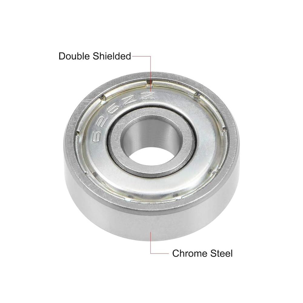 uxcell 626ZZ Deep Groove Ball Bearing 6x19x6mm Double Shielded Chrome Steel Bearings 5-Pack