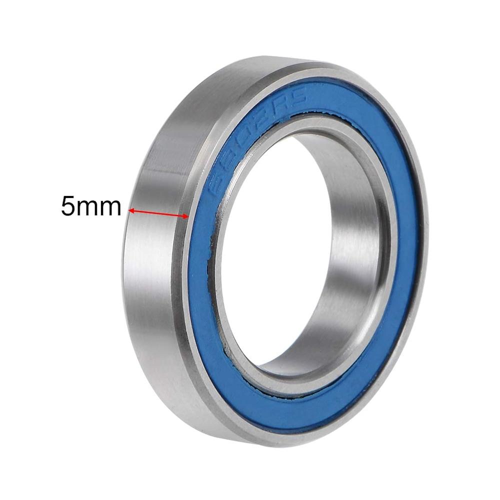 uxcell 6802-2RS Deep Groove Ball Bearing 15x24x5mm Double Sealed ABEC-3 Bearings 5-Pack