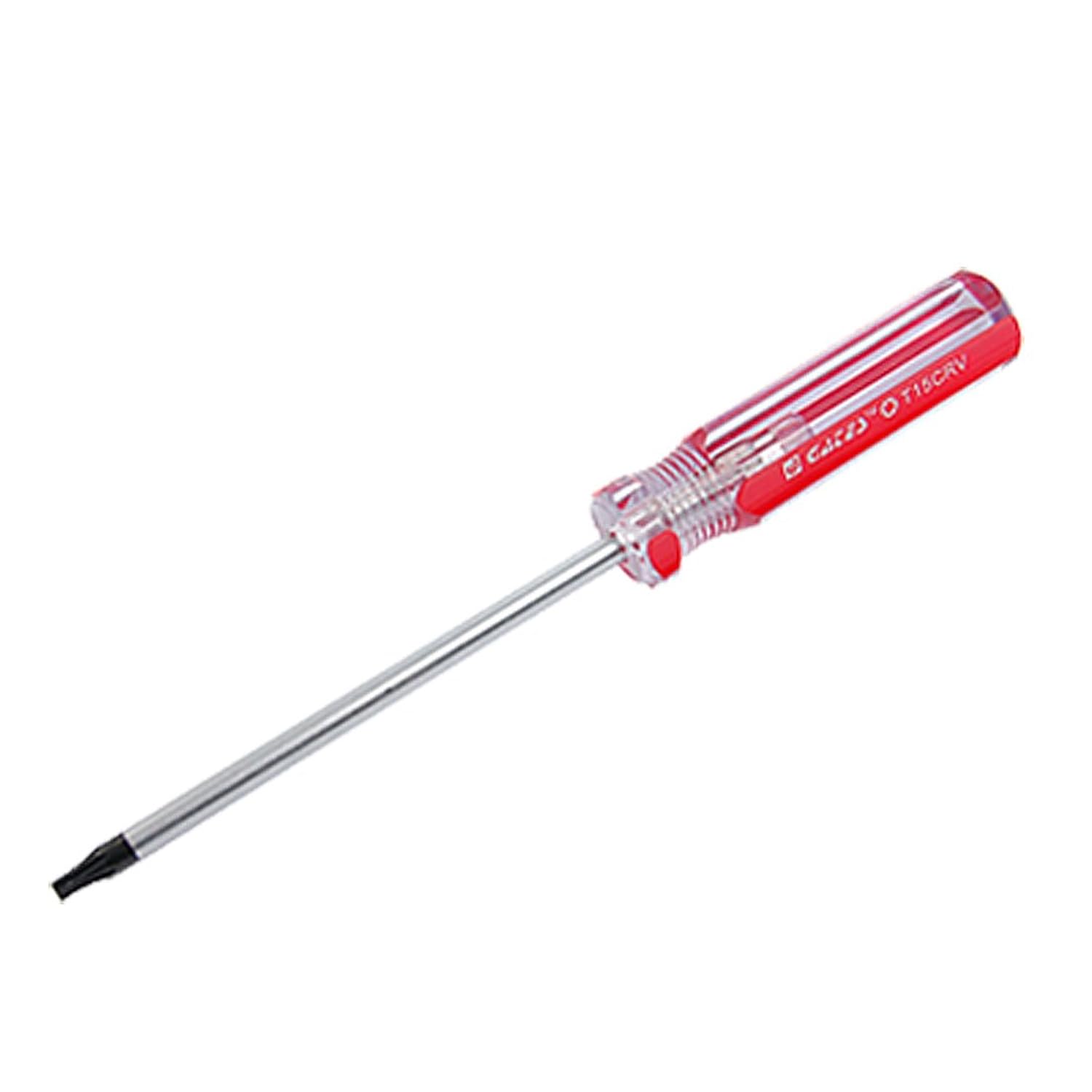 uxcell Torx Magnetic Screwdriver, T15 Security Star Screw Driver w 4 Inch CR-V Shaft and Clear Red Handle