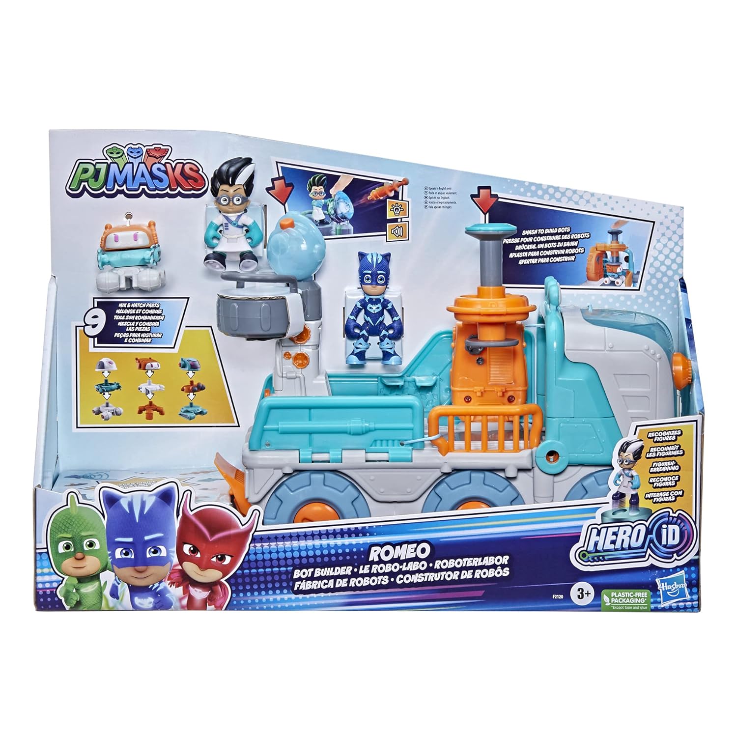 Hasbro PJ Masks Romeo Bot Builder Vehicle Playset with Lights and Sounds, Preschool Toys, Superhero Toys, Toys for 3 Year Old Boys…