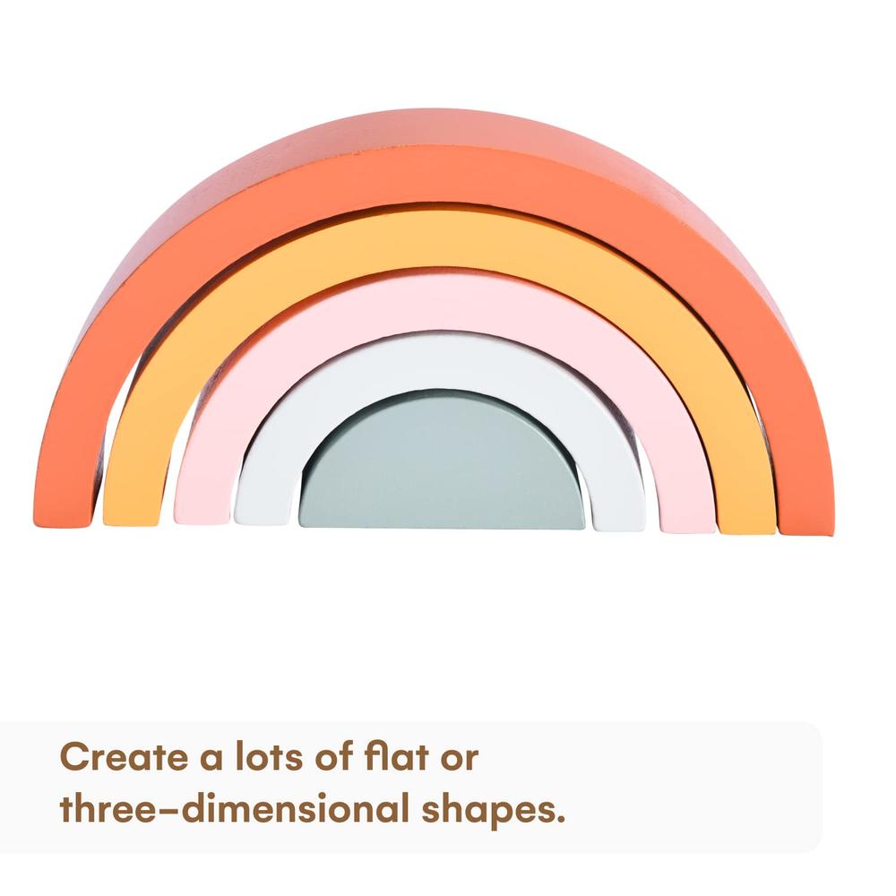 thinkstar Wooden Rainbow Stacking Toy - Montessori Rainbow Nesting ...