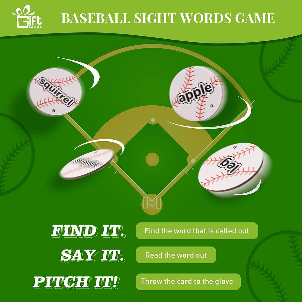 thinkstar Baseball Sight Words Games, Sight Words Flash Cards, Toddler Educational Letters Learning Games For Kindergarten, Preschool…