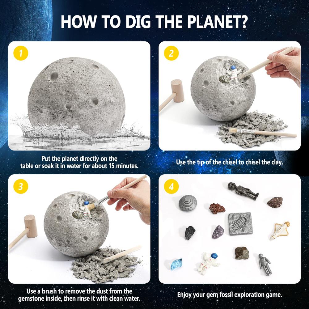 thinkstar Toys Solar System Moon Dig Kit - Dig Up 13 Gemstones And ...