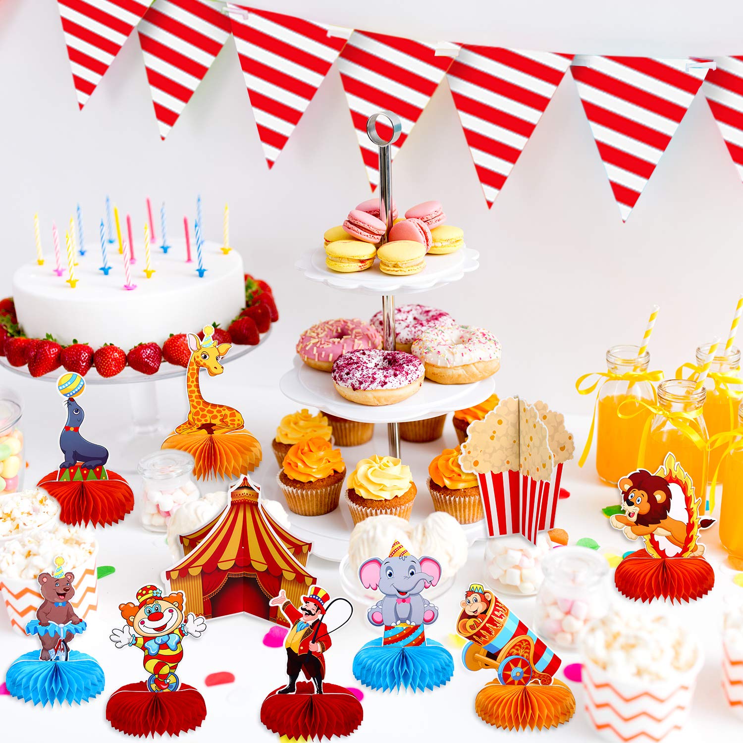 thinkstar 10 Pieces Circus Carnival Animals Honeycomb Centerpieces Carnival Christmas Party Table Topper Circus Carnival Party Favors…