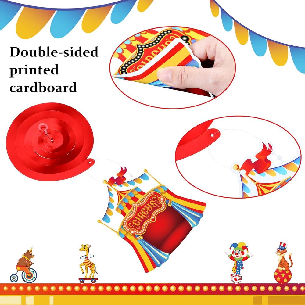 thinkstar 30 Pcs Carnival Hanging Swirl Decorations Colorful Circus Animal Party Supplies Carnival Baby Shower Decor Double Sided Cei…