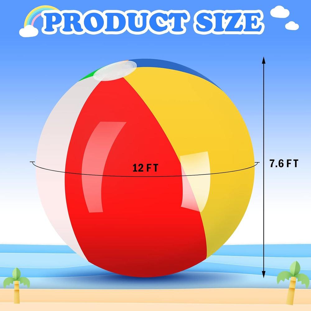 thinkstar 12 Foot Giant Inflatable Beach Ball Jumbo Rainbow Colored Beach Ball Large Beach Ball Big Pool Ball Inflatable Beach Ball S…