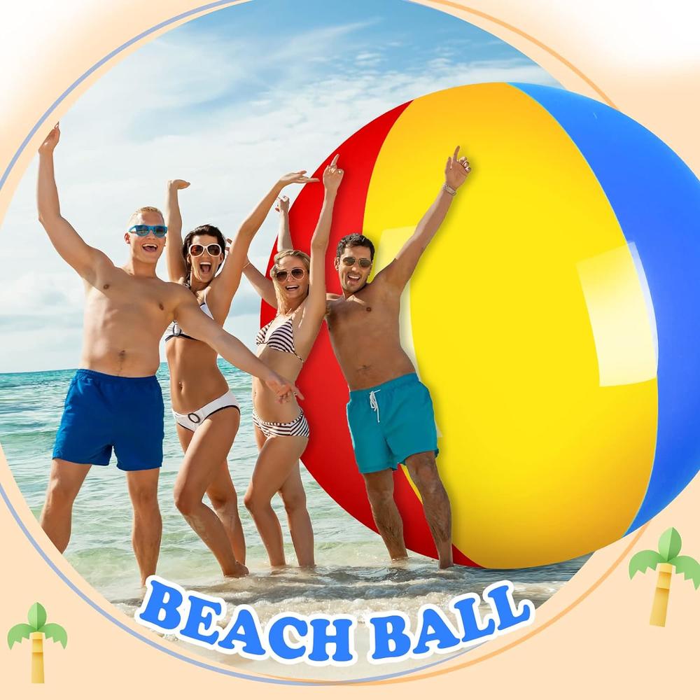 thinkstar 12 Foot Giant Inflatable Beach Ball Jumbo Rainbow Colored Beach Ball Large Beach Ball Big Pool Ball Inflatable Beach Ball S…