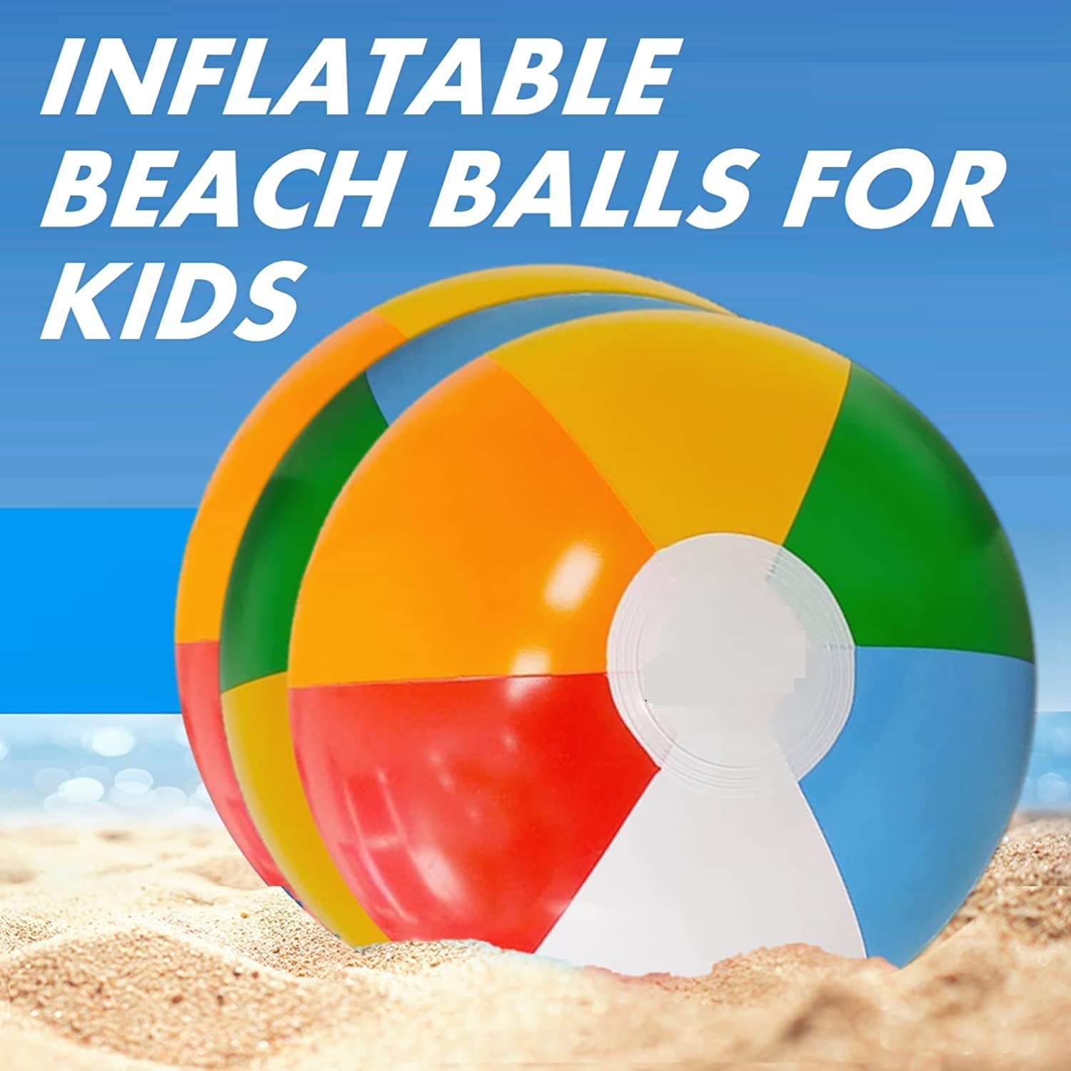 thinkstar 3 Pack Colored Inflatable Beach Balls For Kids 30Cm 11.8" Small Beach Balls 12 Inch Blow Up Beach Balls For Kids Bulk Beach…