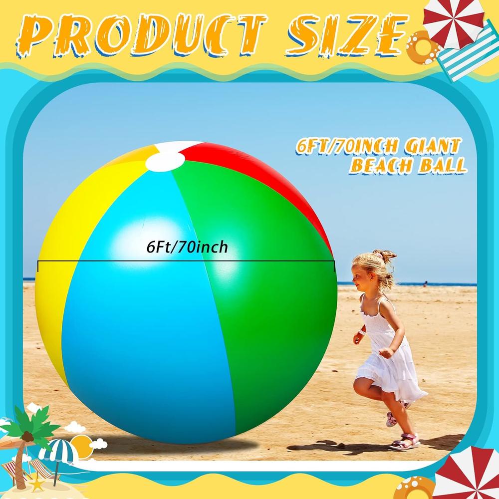 thinkstar 2 Pack 6 Ft Jumbo Inflatable Beach Balls 70 Inch Giant Pool ...
