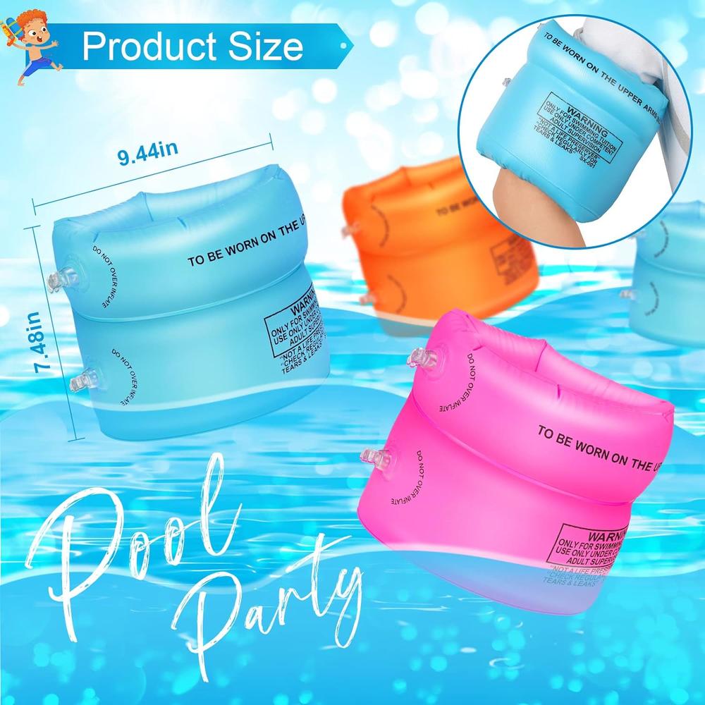 thinkstar 12 Pack Arm Floaties Swim Arm Bands Inflatable Water Float Floater Sleeves Swimming Rings Tube Armlets Roll Up Arm Floaties…