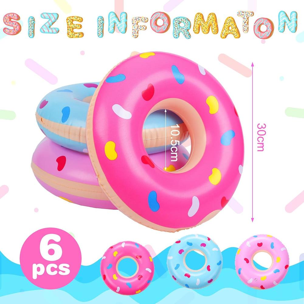 Square Inflatable Donut thinkstar 6 Packs Inflatable Pool Donuts Mini Sprinkle Donut ...