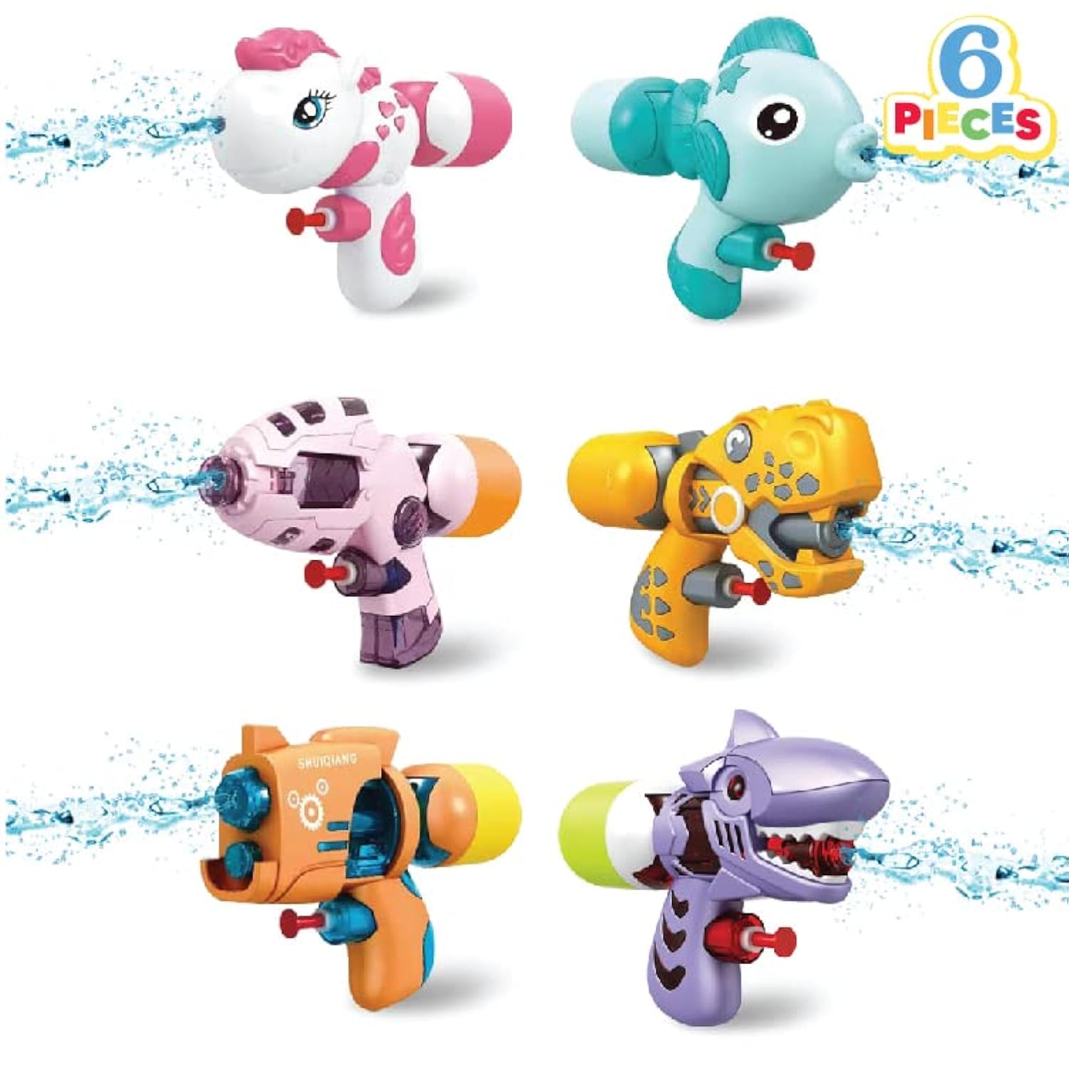 thinkstar 6 Pack Animal Water Gun For Kids, Water Blaster Squirt Guns And Pump Super Water Soakers For Kids Summer Swimming Pool Beac…