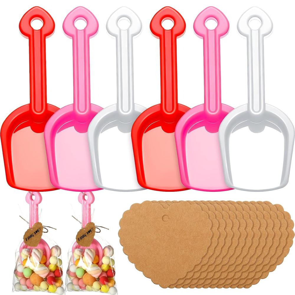 thinkstar 148 Pieces Valentine'S Day Plastic Shovel Set Including 24 Plastic Toy Shovels Shovel Toy Pink Red White Plastic Sand Shove…
