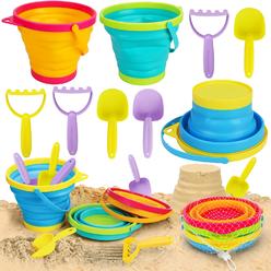 thinkstar Collapsible Beach Sand Toys For Kids 3-8-10-12, Travel Beach Toys For Toddlers With Collapsible Beach Sand Bucket And Shove…