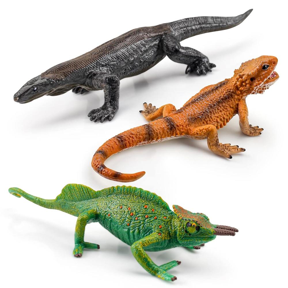 Toy Lizard Set thinkstar 3Pcs Plastic Lizard Figure Bearded Dragon Toy Forest ...