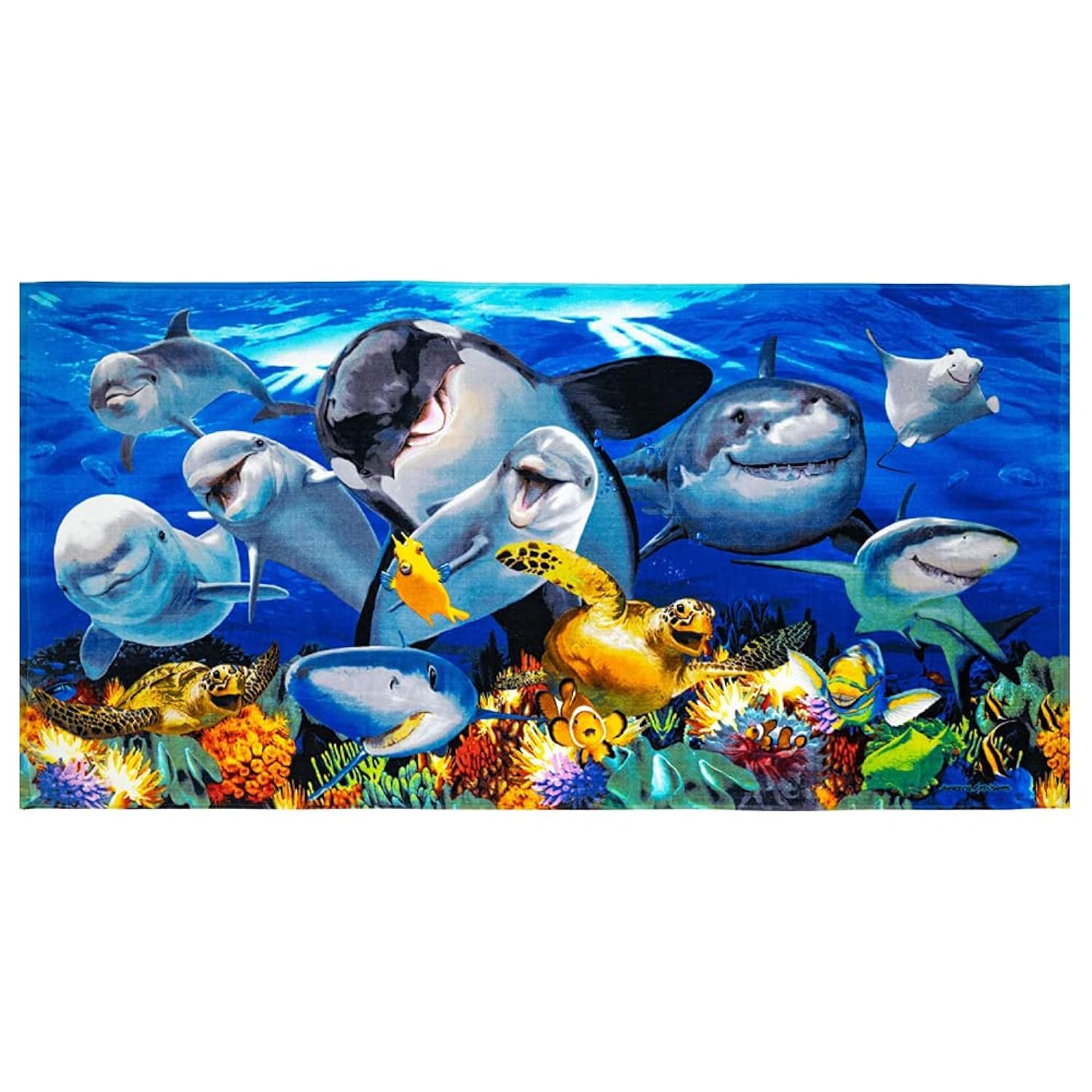 thinkstar Ocean Animals Beach Towel For Kids, Girls, Boys, Men, Women, Dolphin Shark Turtle Whale Bath Towel Print 30" X 60" Pool Tow…