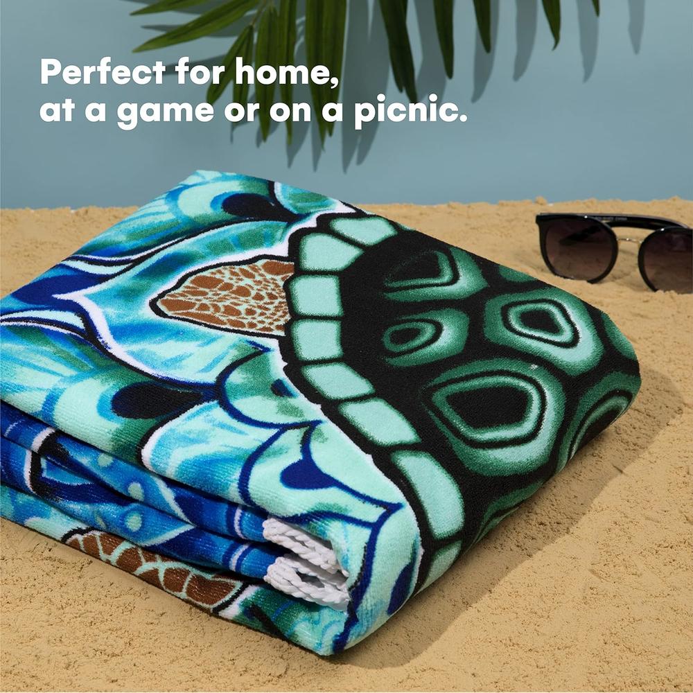 thinkstar Round Beach Blanket, 60" X 60" Microfibre Cotton Picnic Towel, Circular Beach Blanket Throw With Fringe, Round Tapestry, Me…