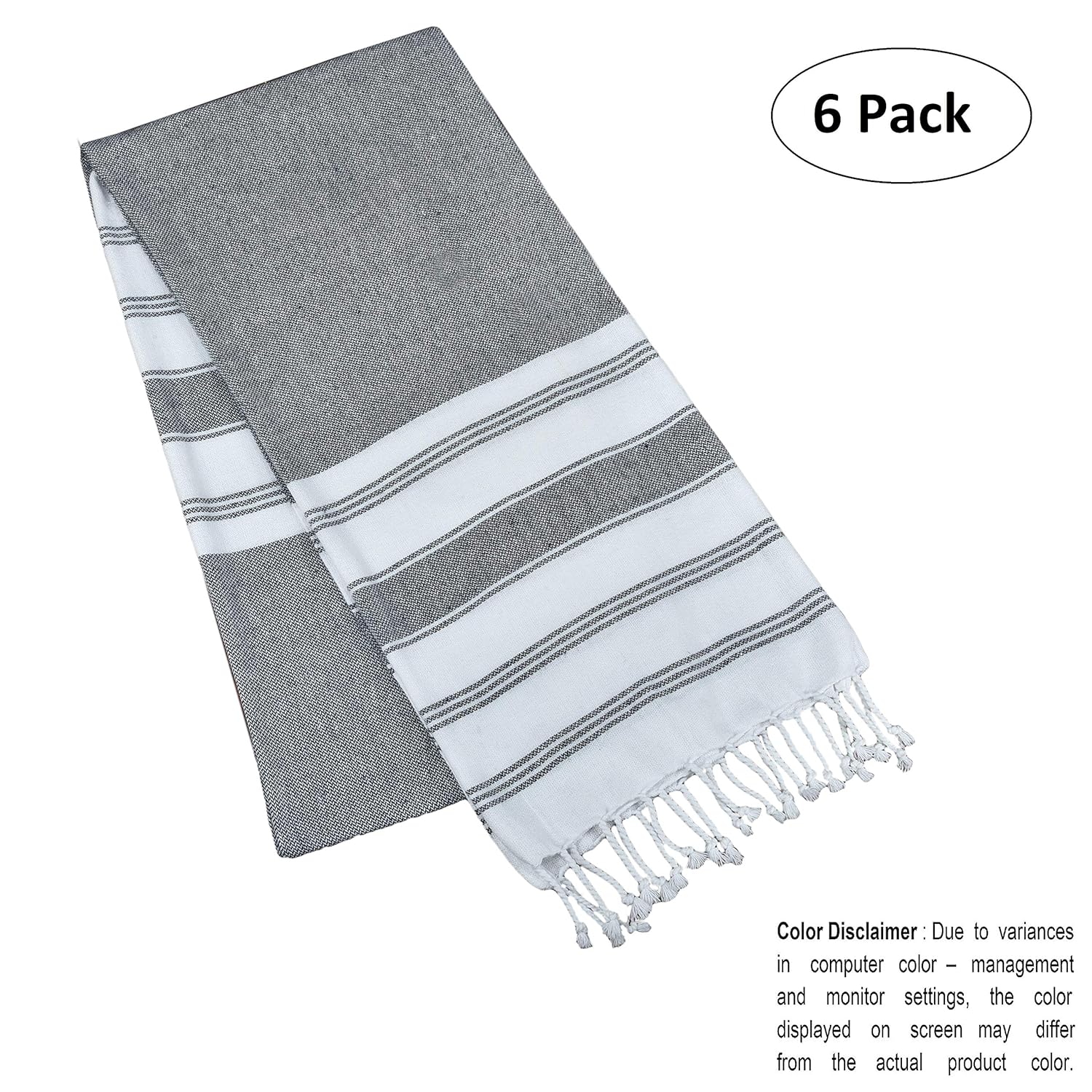 thinkstar Peshtemal Turkish Towel 100% Cotton Beach Towels Oversized 36X71 Set Of 6, Cotton Beach Towels For Adults, Soft Durable Abs…