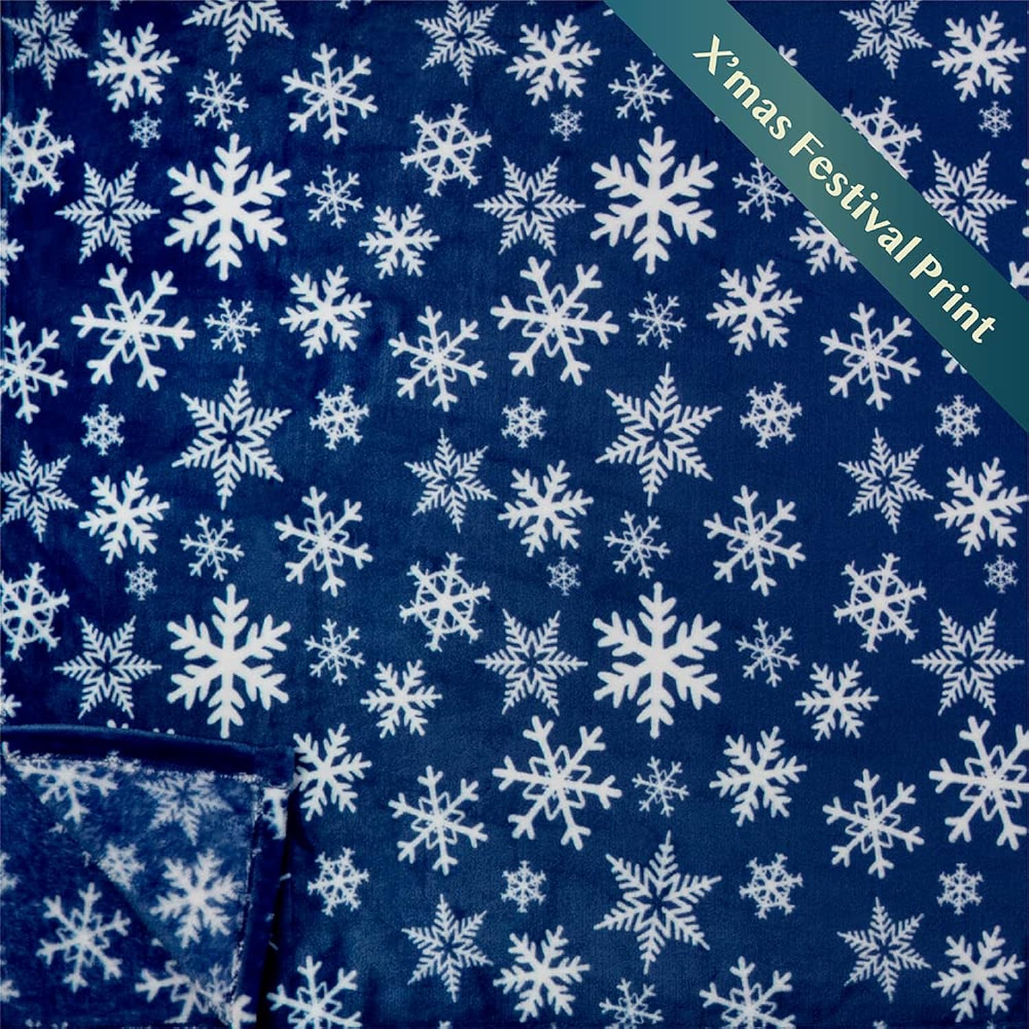 thinkstar Christmas Throw Blanket | Navy Snowflake Christmas Fleece Blanket | Soft, Plush, Warm Winter Cabin Throw, 50X60 (Navy/White…
