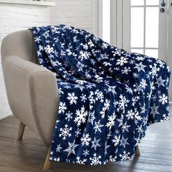 thinkstar Christmas Throw Blanket | Navy Snowflake Christmas Fleece Blanket | Soft, Plush, Warm Winter Cabin Throw, 50X60 (Navy/White?