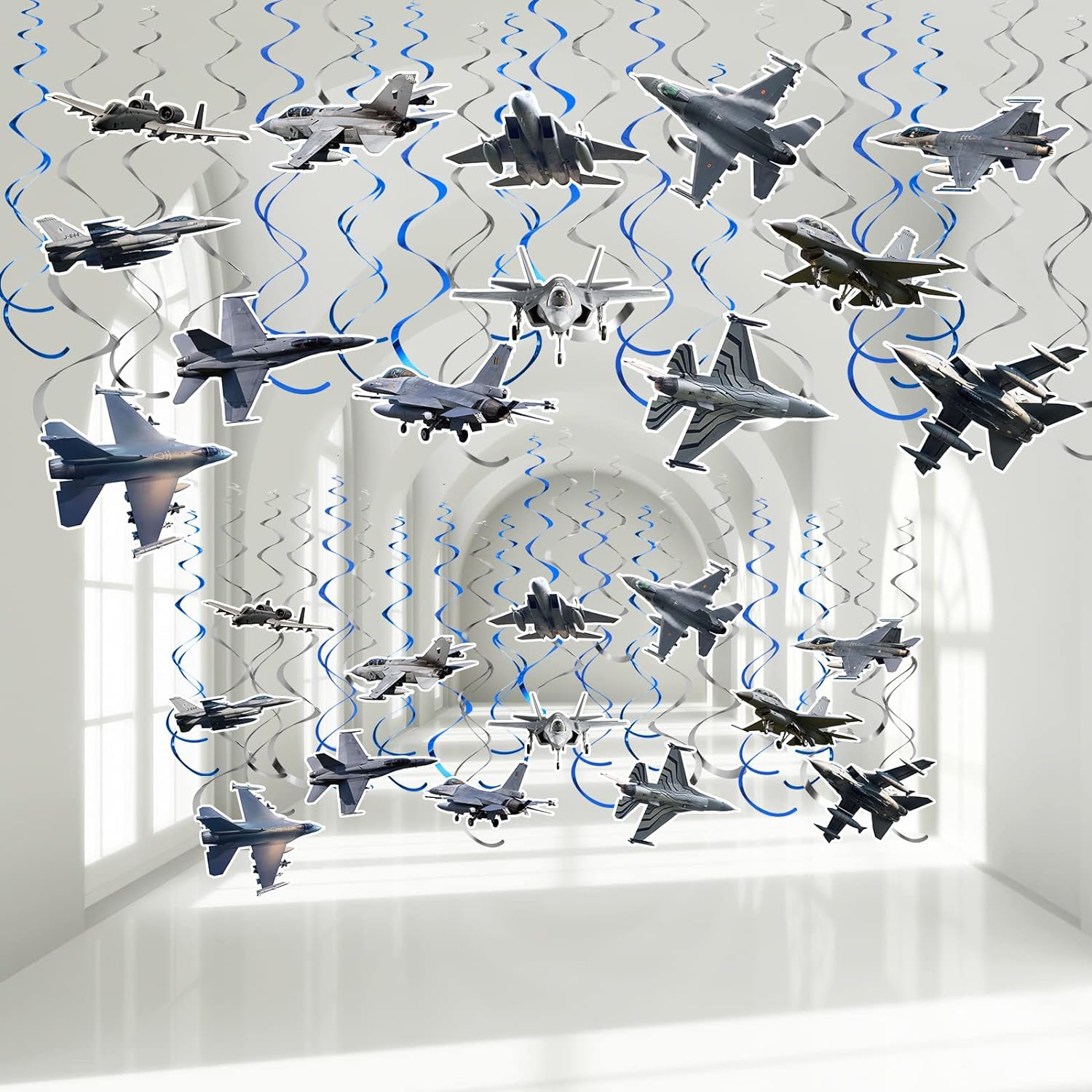 thinkstar 26 Pieces Airplane Hanging Swirl Decoration Hanging Swirls Supplies Cool Plane Hanging Swirl Streamers Aircraft Ceiling Str?