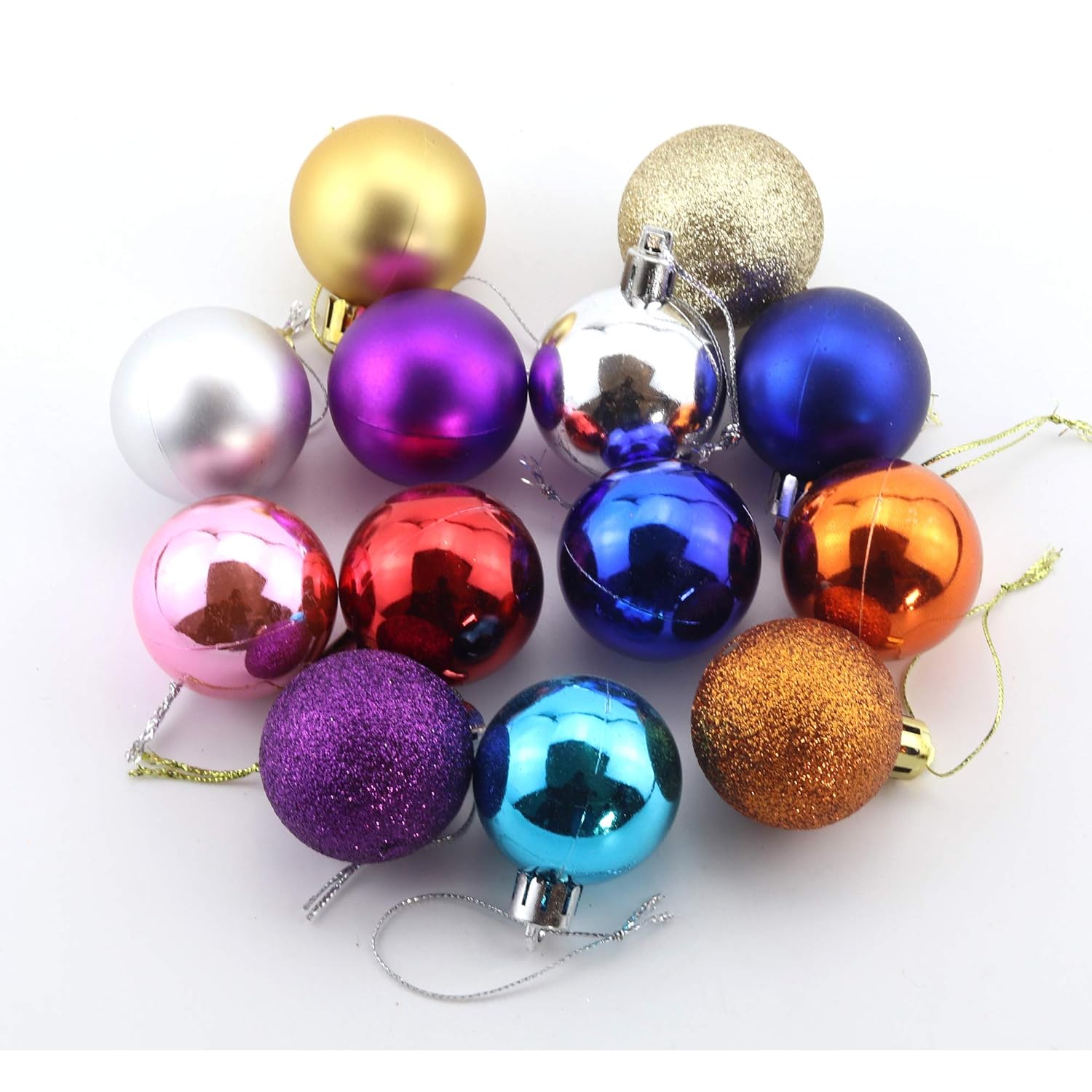 thinkstar 24Pcs 1.18" Small Christmas Ball Ornaments Shatterproof Christmas Decorations Tree Balls For Holiday Wedding Party Decorati…