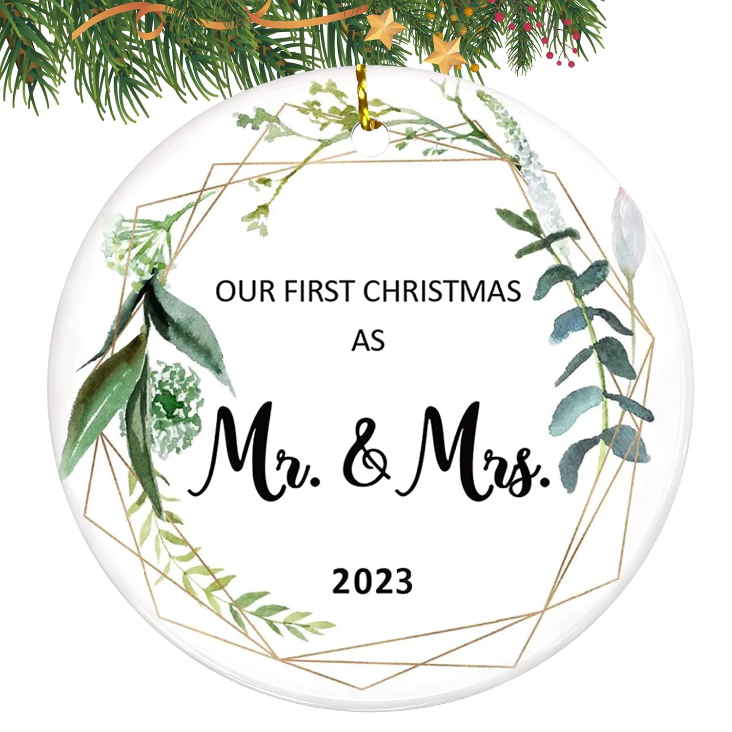 thinkstar Wedding Gifts For Couple, Our First Christmas As Mr & Mrs Ornament 2023, Bridal Shower Gift, 1St Christmas Married Ornament…