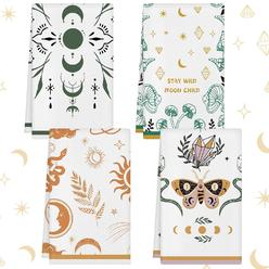 thinkstar 4 Pieces Kitchen Towels Gift Star Mushroom Moon Boho Witchy Cute Dish Towels Ultra Absorbent Drying Cloth Tea Towels Kitche?