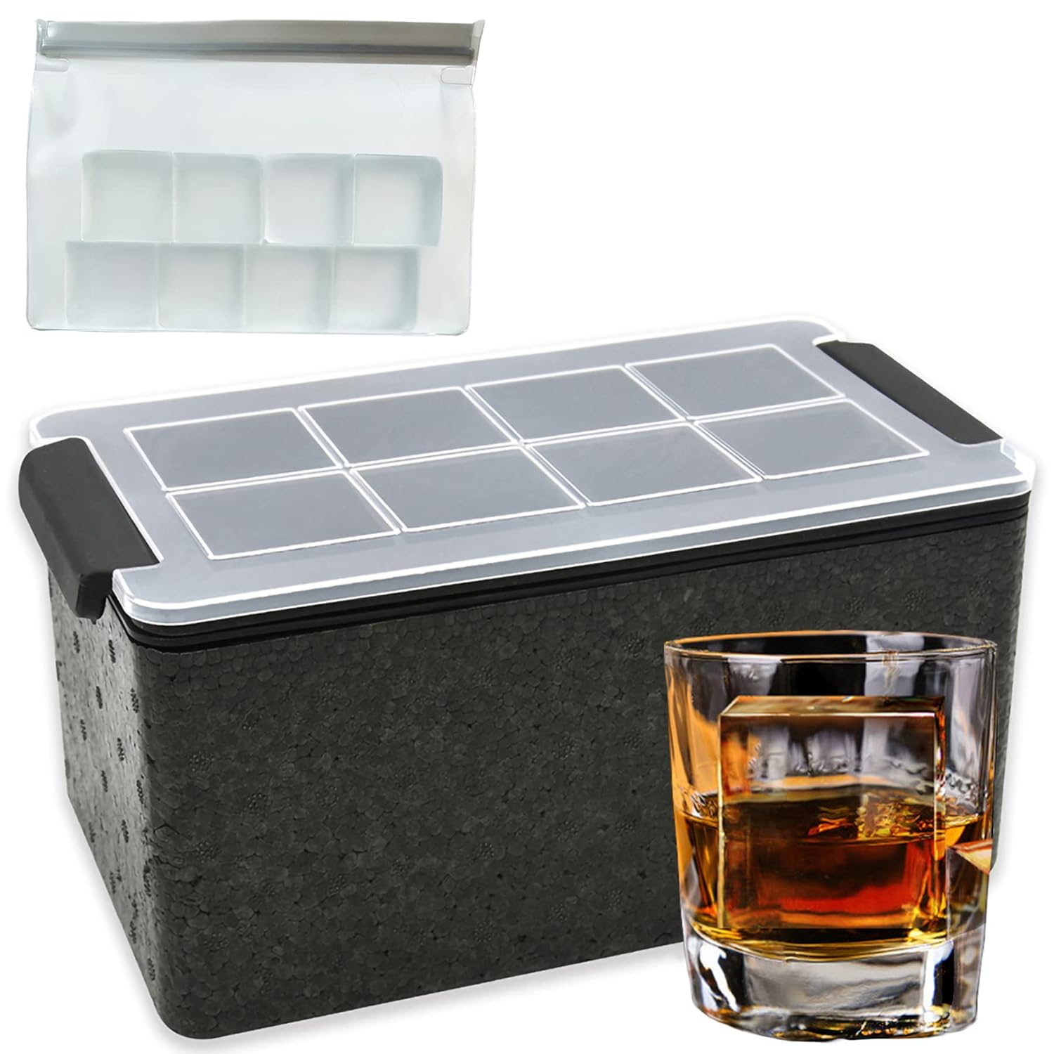 thinkstar Clear Ice Maker,Clear Ice Cube Mold With Lid,2 Inch Clear Ice Cube Maker With Reusable Storage Bag,Silicone Clear Ice Cube …