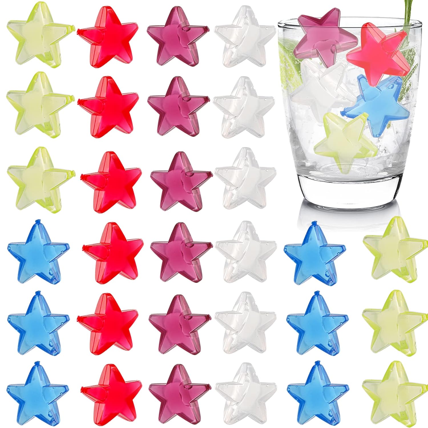 thinkstar 200 Pcs Reusable Ice Cubes, Plastic Ice Cubes For Drinks, Colorful Refreezable Non Diluting Ice Cubes For Cocktails, Whiske…