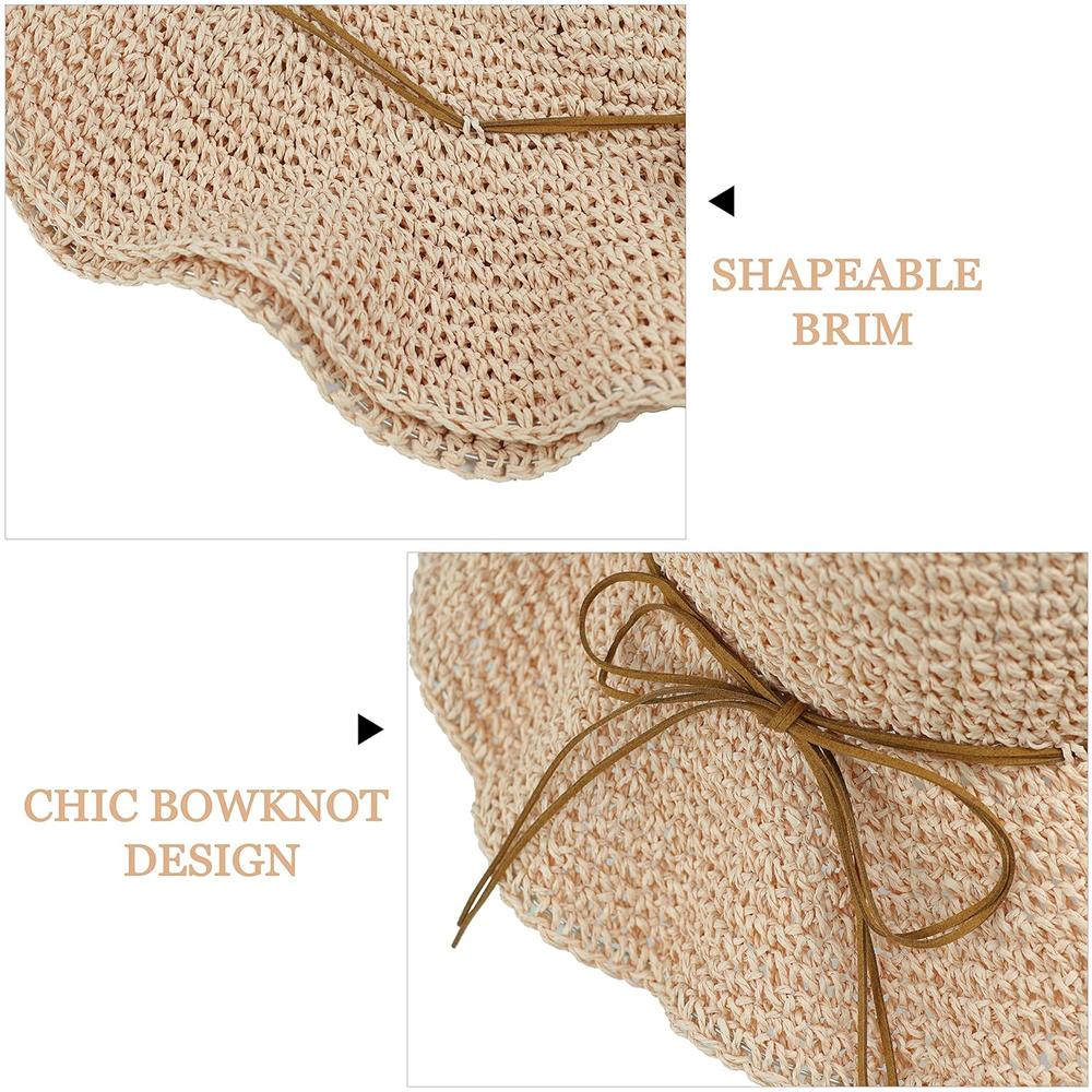 thinkstar Women Sun Hat Wide Brim Floppy Beach Hat Crochet Straw Hat Breathable Uv Upf 50+ Summer Hat Foldable Packable Travel Outdoo…