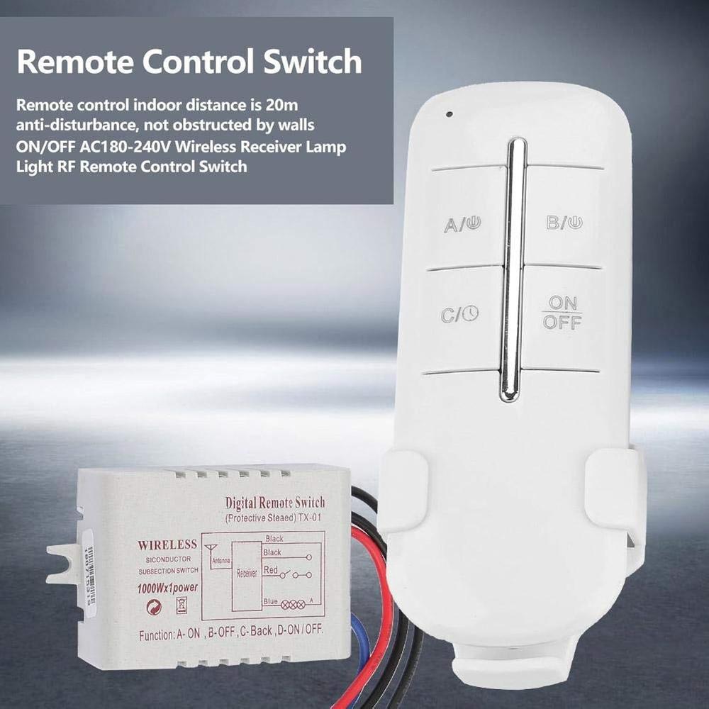 thinkstar Rf Wireless Remote Control Switch, 1/2/3/4 Ways Wireless On/Off Light Lamp Remote Control Switch, Ac180-240V 1000W, Wireles…